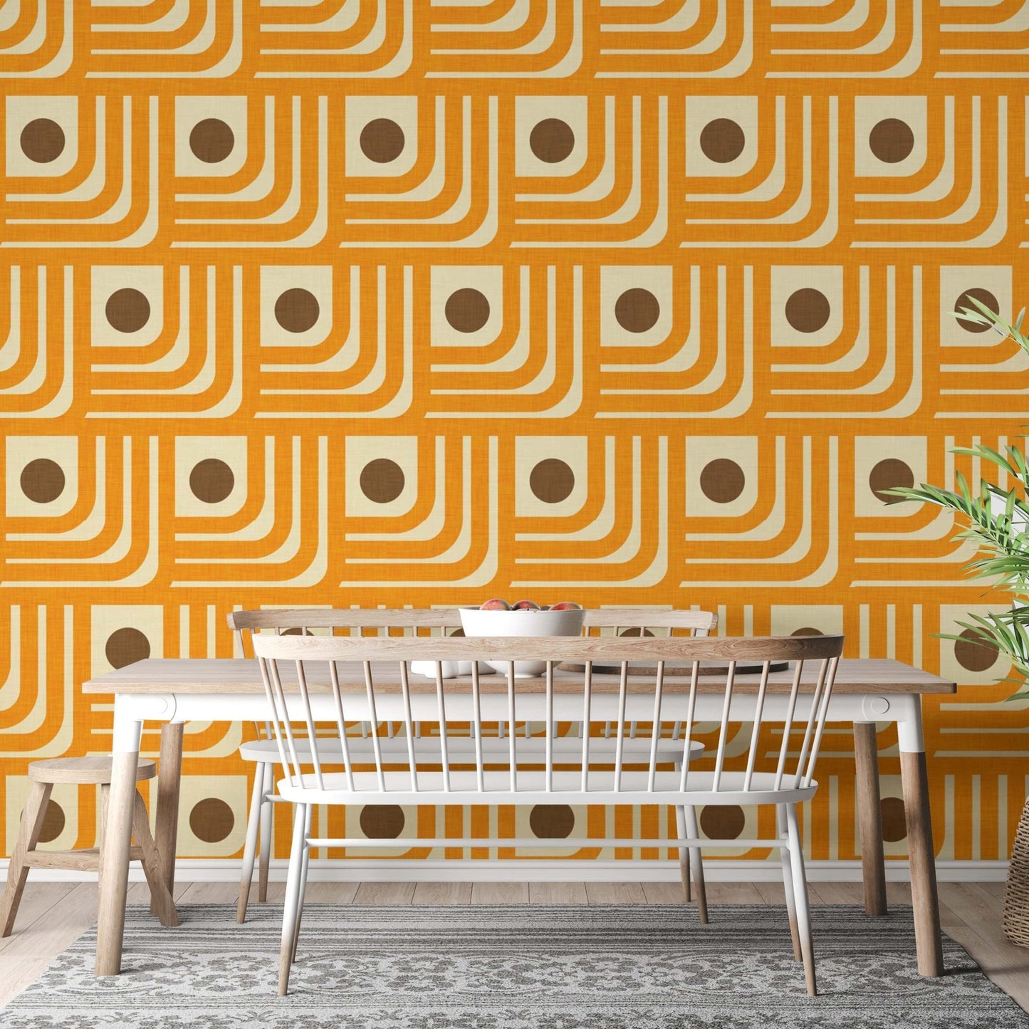 70s-style mural with orange and brown patterns, SUSCT45