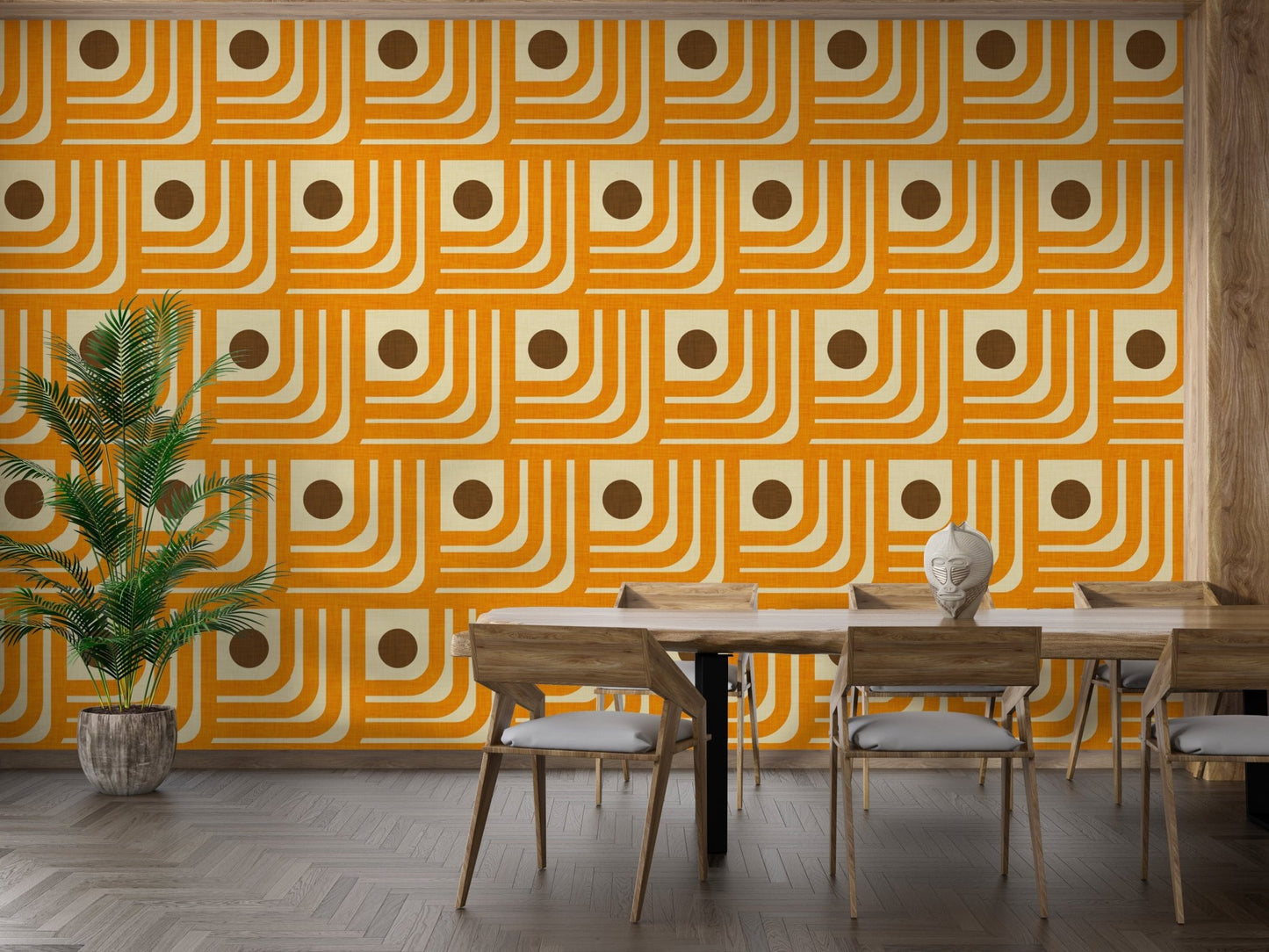 Mid-century modern orange and brown wallpaper, SUSCT45