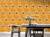 Vintage-inspired 70s orange geometric wallpaper, SUSCT45