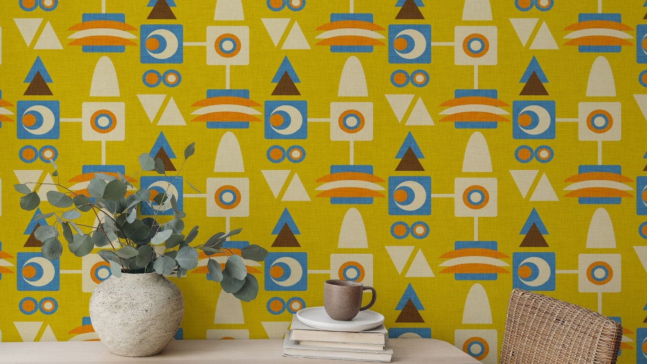 Avocado yellow geometric design for walls
