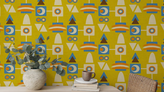 Avocado yellow geometric design for walls, SUSCT47