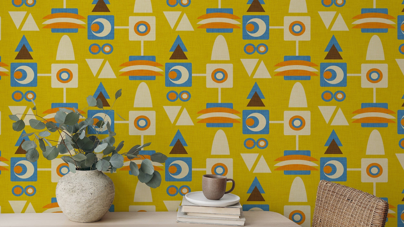 Avocado yellow geometric design for walls

