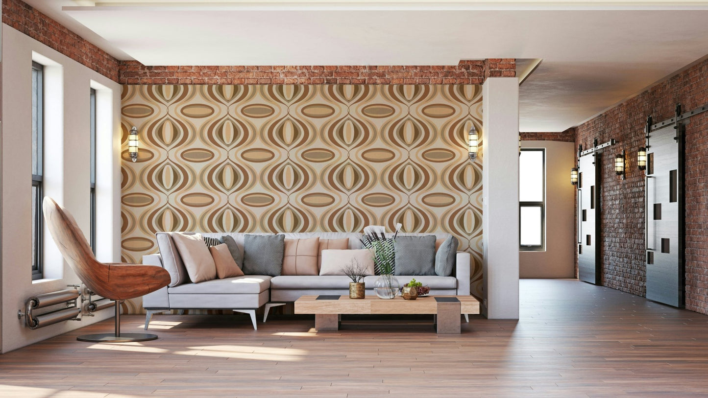 Wallpaper with a retro, 1970s-inspired design

