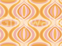 A seamless pattern of orange and pink lines on a wall

