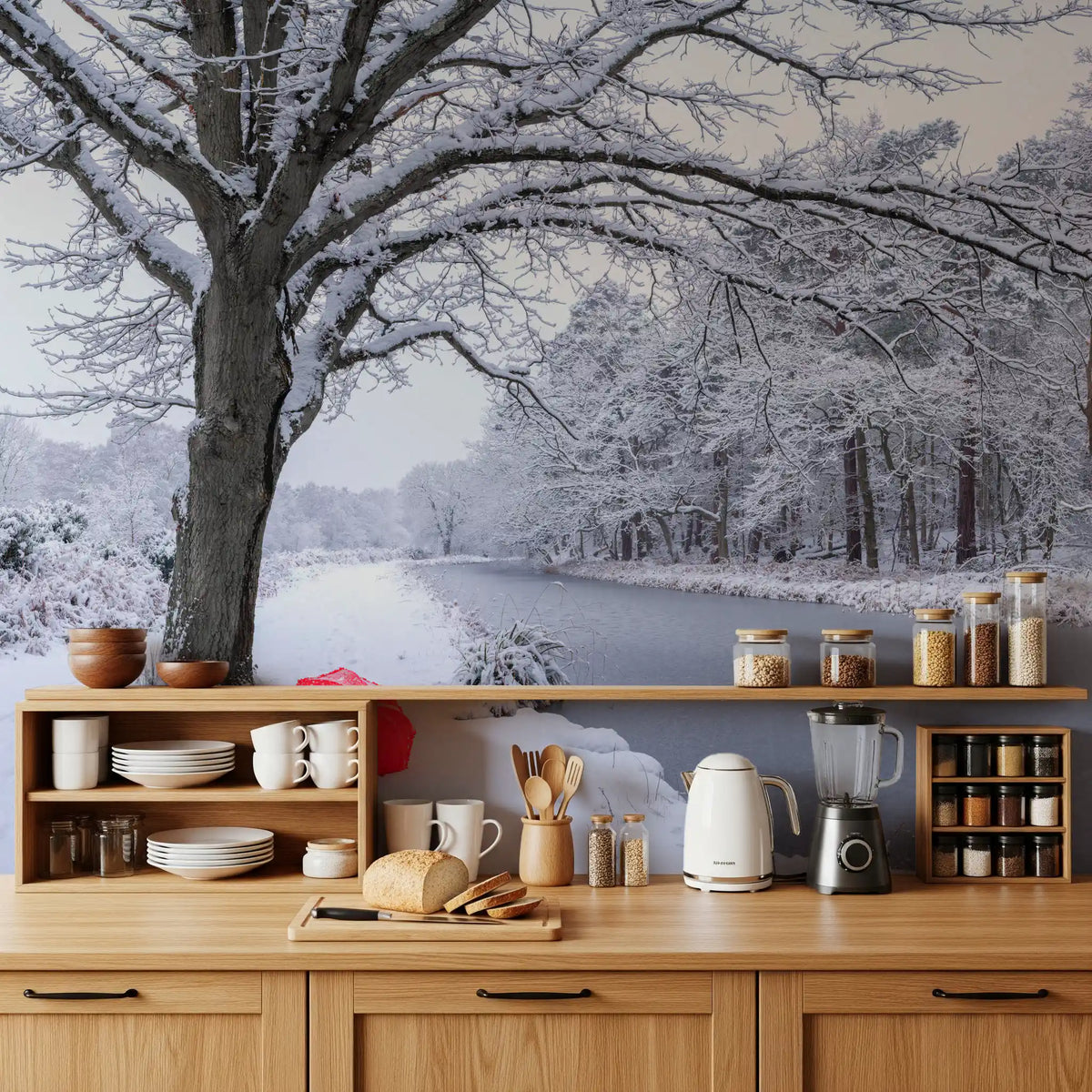 Frozen Canal Winter Wonderland Wall Mural