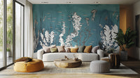 Ocean-inspired botanical mural wallpaper
