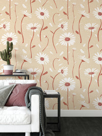 Neutral floral daisies for walls

