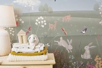 Dreamy countryside enchanted garden wall mural design
