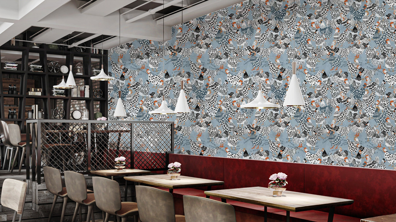 Elegant chicken wallpaper for modern decor