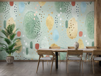 Watercolor-inspired botanical green wallpaper