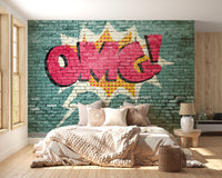 Pop Art OMG Graffiti Wall Mural - Giffywalls
