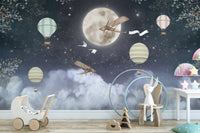 Shinny Stars Night Hot Air Balloons Wallpaper Murals - Giffywalls
