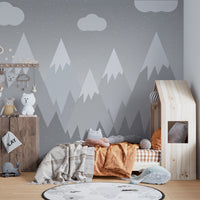Grey mountain mural for walls
