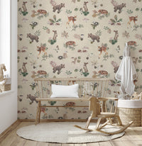 Watercolor baby animals wallpaper print
