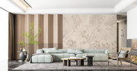 Cream Botanical Leaf Sketch Wall Mural