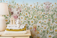 Adorable farm animals mural for children
