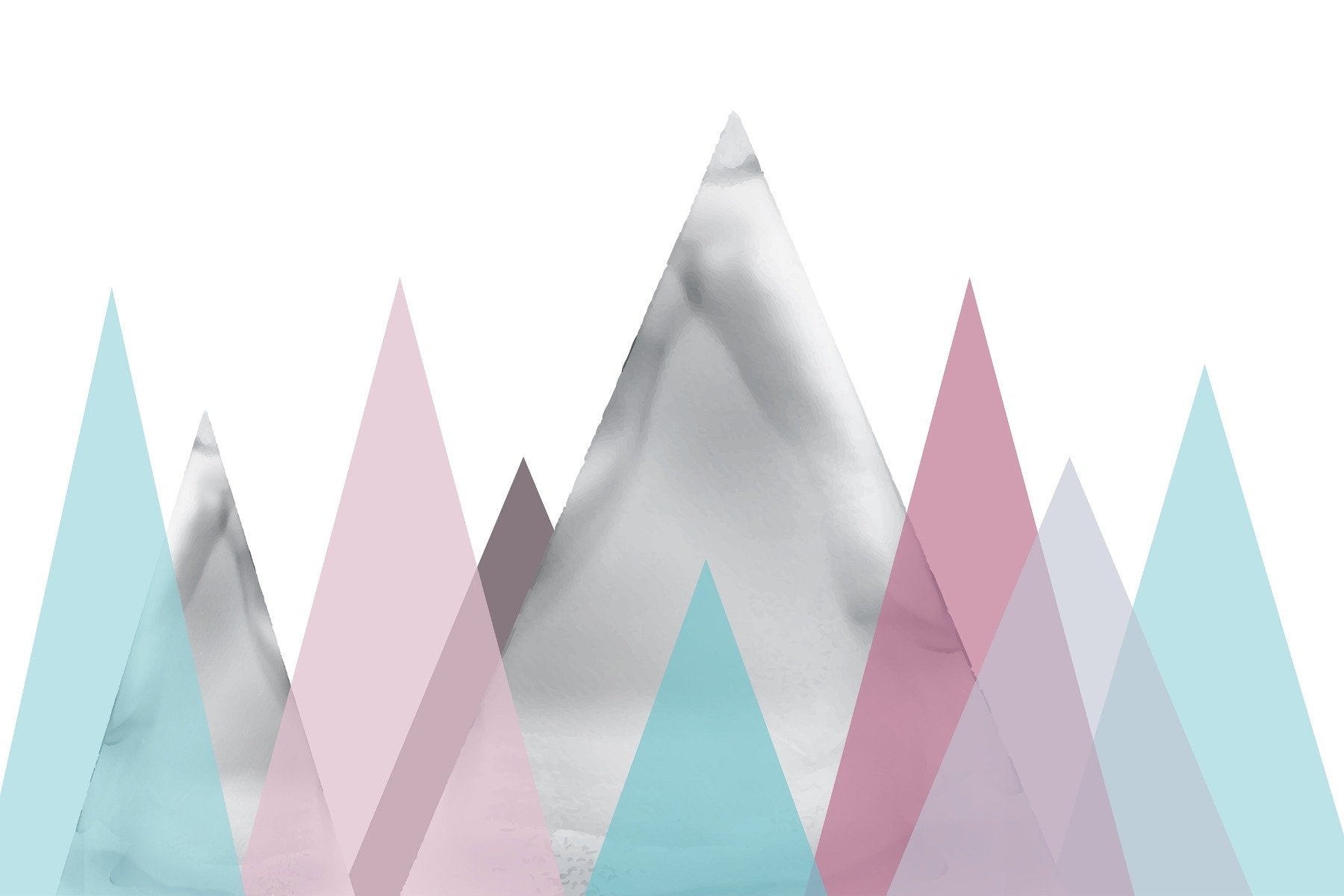 Kids Pastel Mountains Wallpaper Mural
