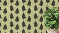 Nature-inspired green pine tree wallpaper for fresh and calming decor.
