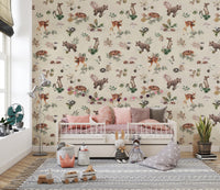 Scandinavian baby animal wallpaper decor
