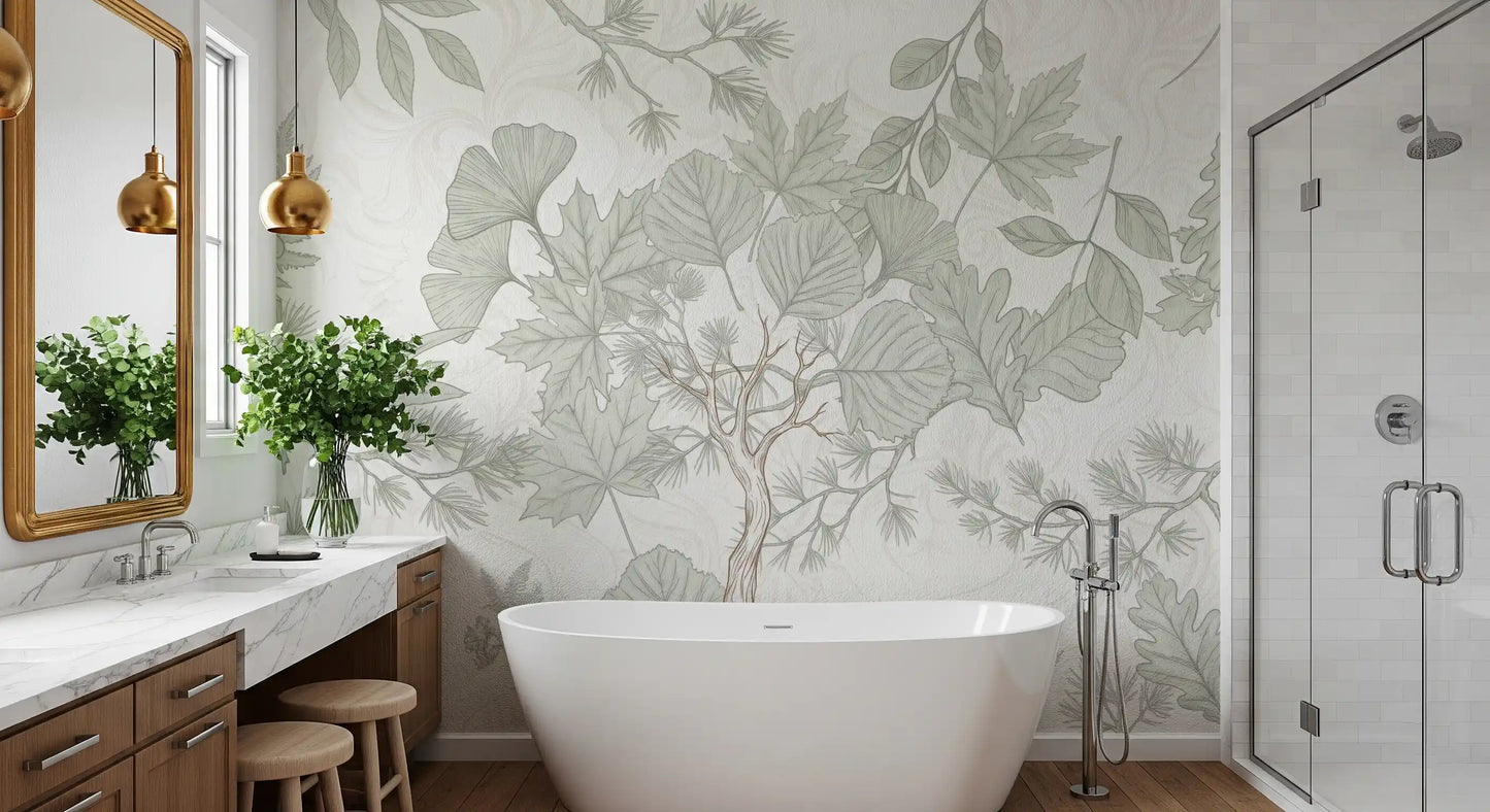 Serene Woodland Sketch Wall Mural