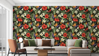 Tropical floral paradise wallpaper design
