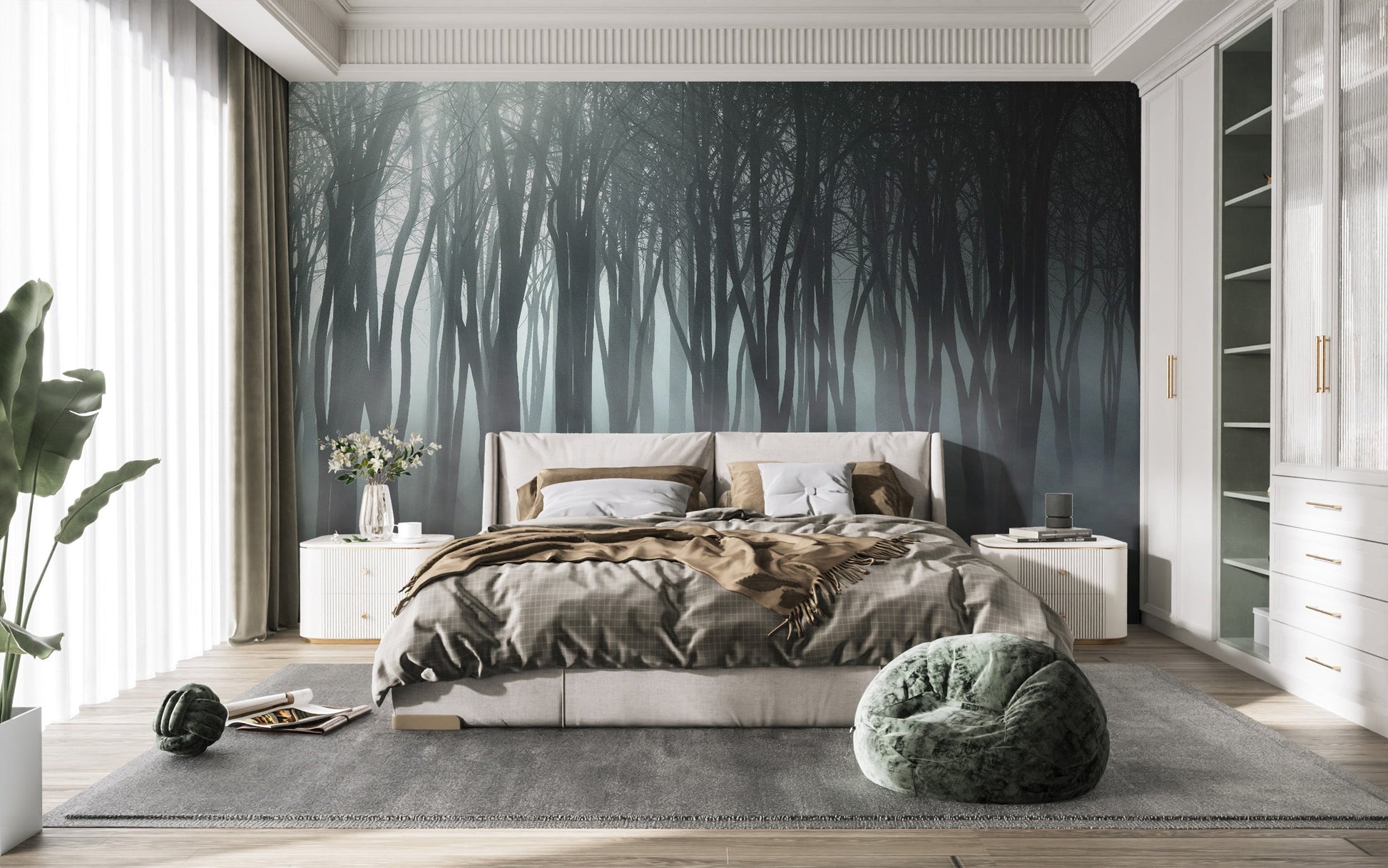 Misty Forest Halloween graveyard wallpaper