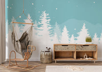 Snow covered tree wall mural
