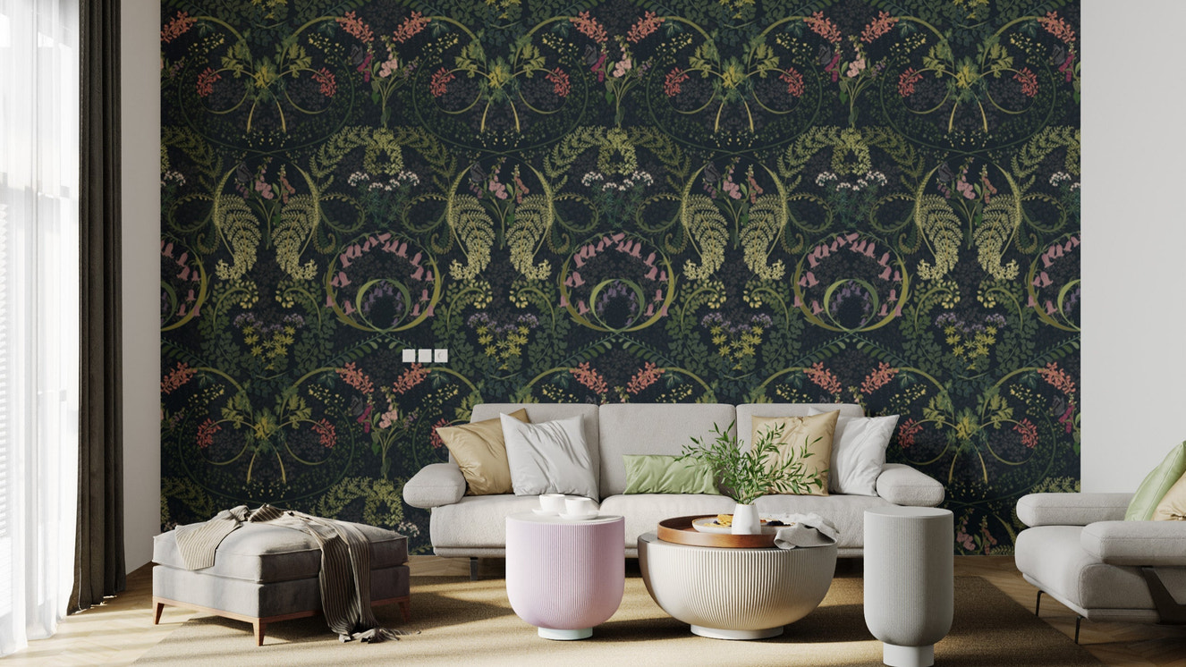 Stylish Fauna Silhouette Garden wallpaper adds outdoor charm