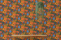 Artistic patterns in Retro 60s Floral Orange Wallpaper