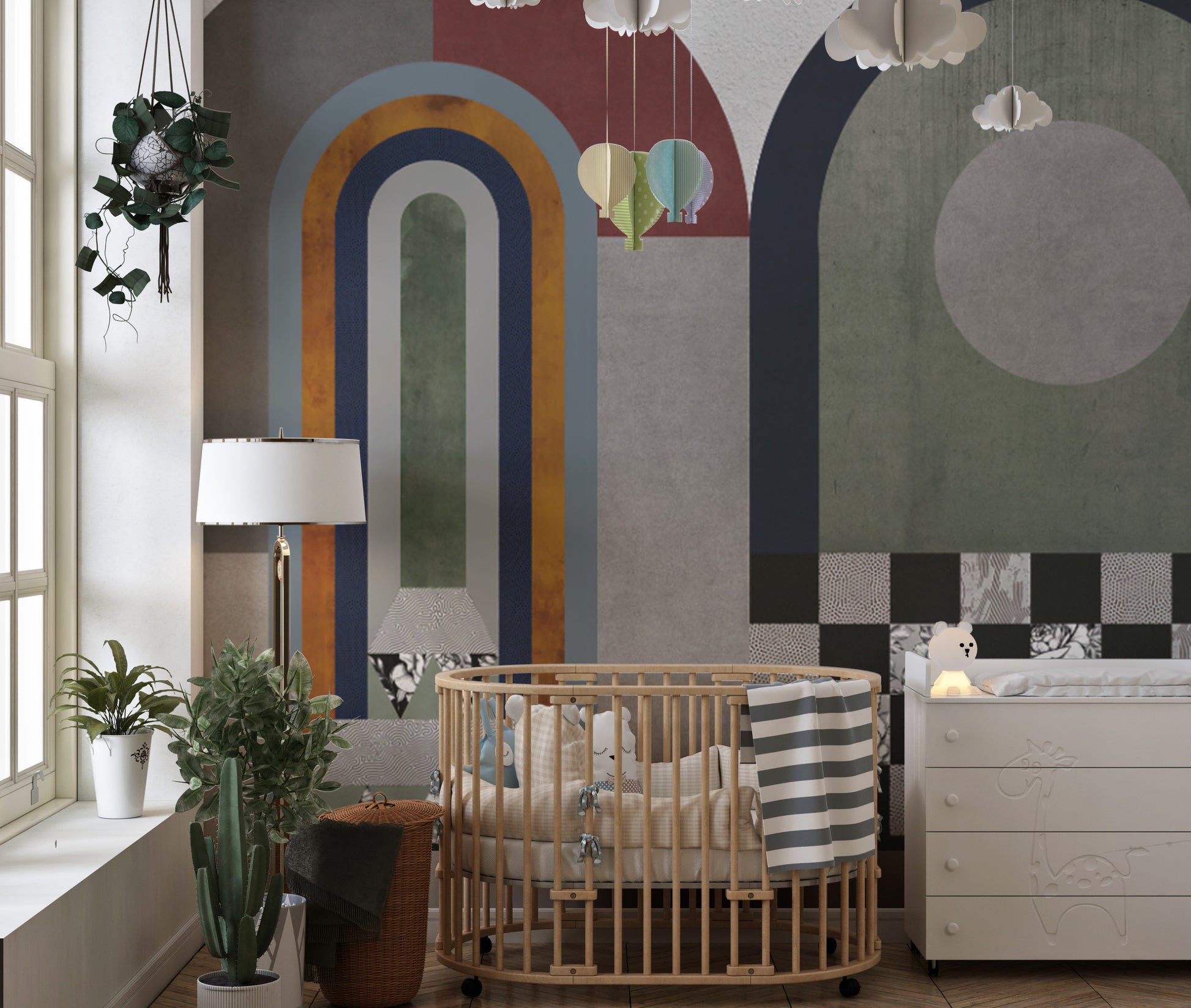 Stylish geometric arch pattern wallpaper
