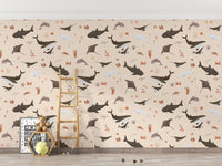 Coastal marine theme wallpaper pattern
