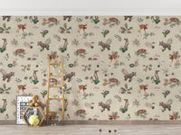 Cute forest animals wallpaper for nursery
