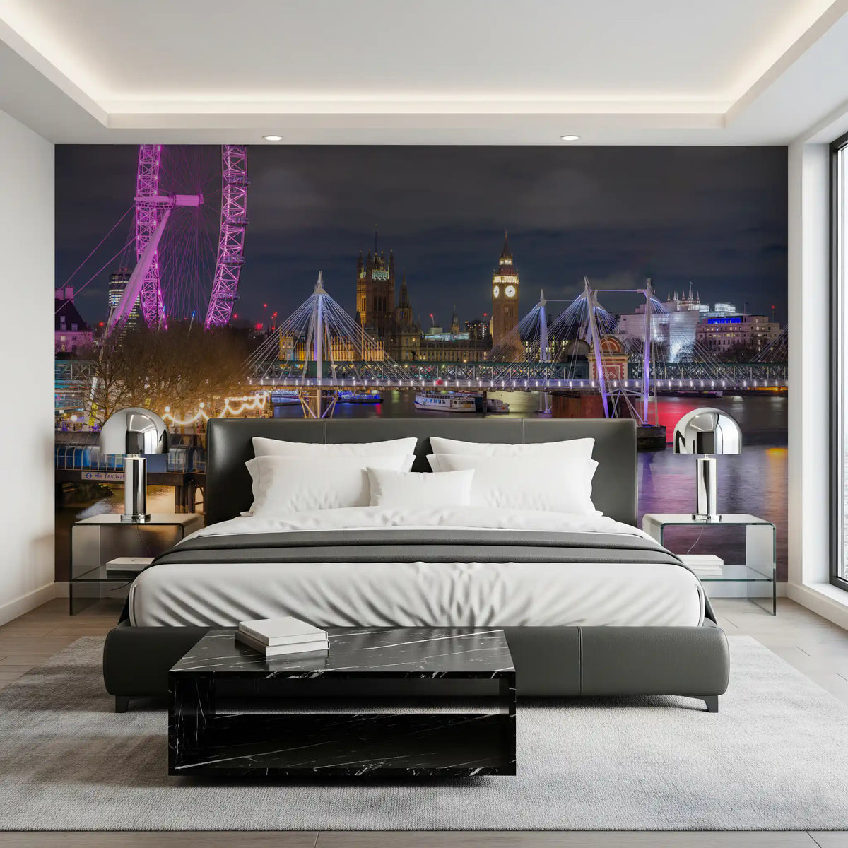 Hungerford Bridge Twilight Vista Wall Mural