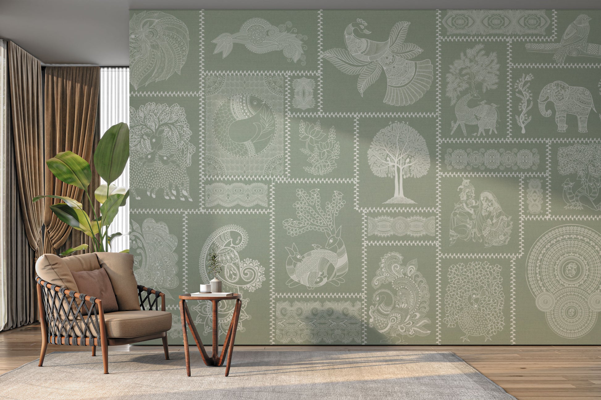 Tribal nature theme with sage tones

