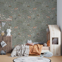 Cozy woodland wallpaper with greenery
