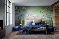 Transform your walls with freesia flower green mural wallpaper.