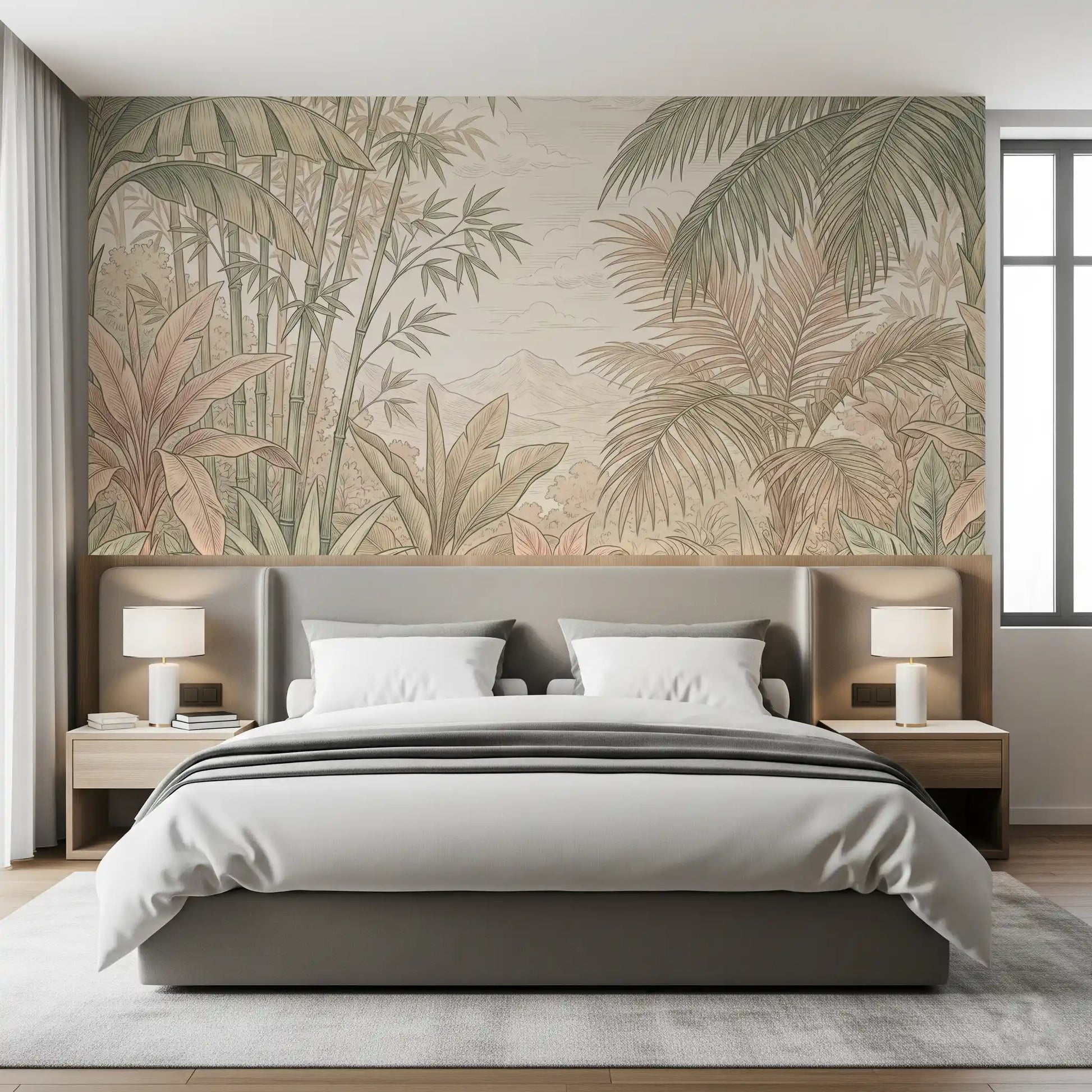 Misty Tropical Botanical Haven Wall Mural
