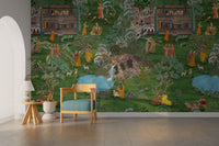 Radha Krishna lakeside divine scene

