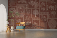 Rustic wallpaper with Warli elements

