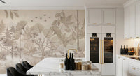 Sepia Forest Trail Artwork Wall Mural