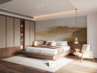 Modern golden abstract mural for interiors