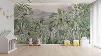 Jungle mural featuring lush green foliage

