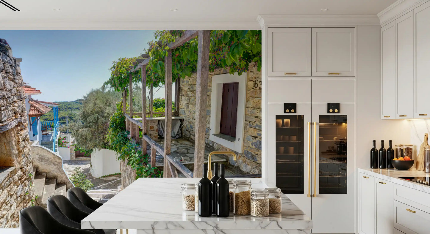 Rustic Pergola Hillside Retreat Wall Mural