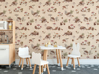 Cute woodland hedgehog wallpaper design
