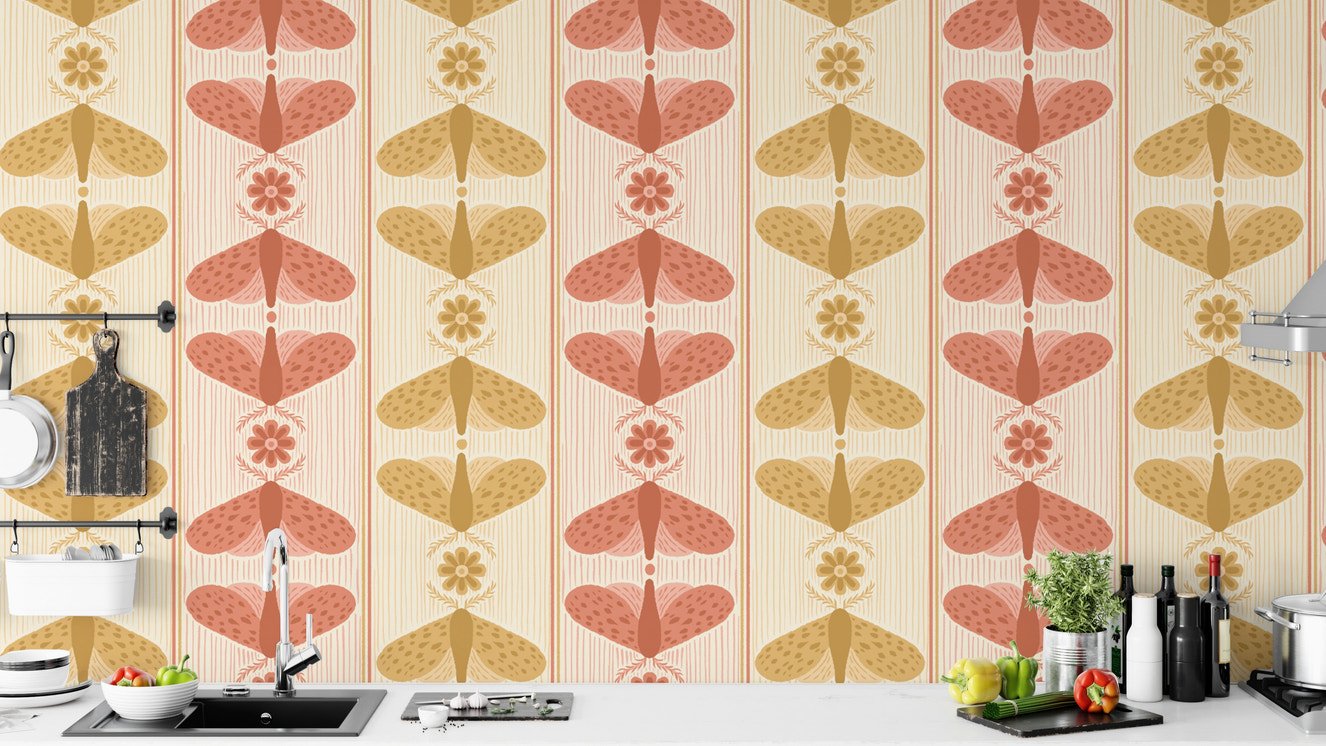 Sophisticated moth stripe mural for unique wall accents.
