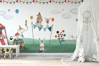 Crazy Circus Watercolour Bear Wallpaper Mural - Giffywalls