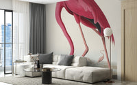 Flamingo wall design Audubon style
