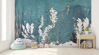 Elegant underwater flora wall covering
