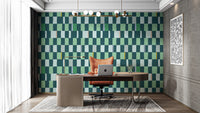 Modern wallpaper featuring a colorful summer checkered pattern.
