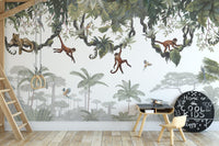 Cheeky Hanging monkeys wallpaper murals - Giffywalls